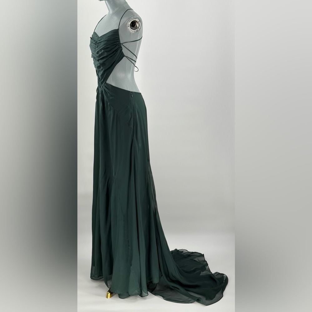 🆕 CULT GAIA 🧿 NWOT Aphea Silk Cut Out Backless Dress, Forest Green - Sz US 4 - Picture 11 of 16